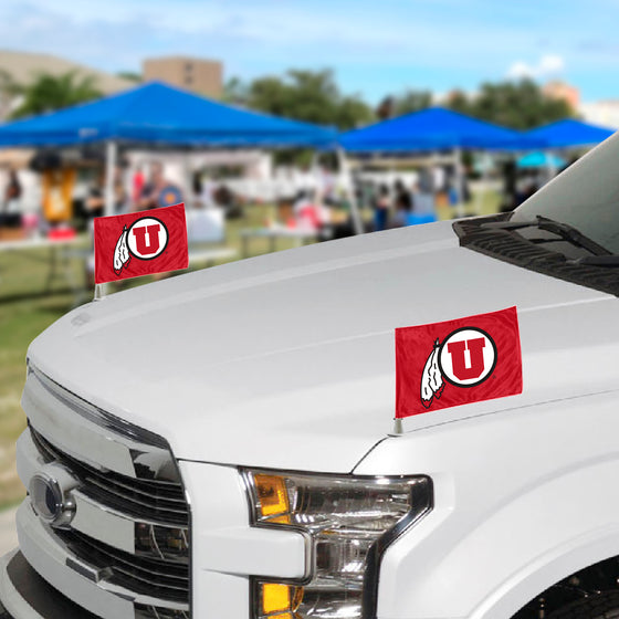 Utah Utes Ambassador Car Flags - 2 Pack Mini Auto Flags, 4in X 6in