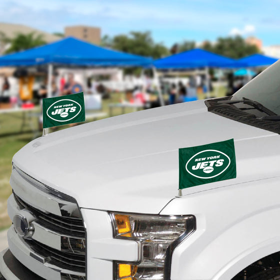 New York Jets Ambassador Car Flags - 2 Pack Mini Auto Flags, 4in X 6in