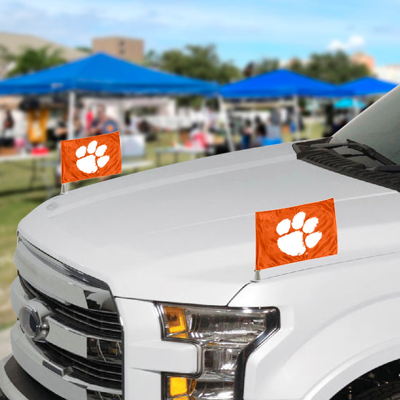 Clemson Tigers Ambassador Car Flags - 2 Pack Mini Auto Flags, 4in X 6in