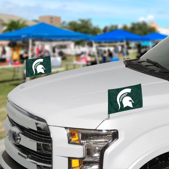 Michigan State Spartans Ambassador Car Flags - 2 Pack Mini Auto Flags, 4in X 6in