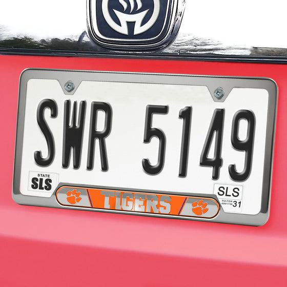 Clemson Tigers Embossed License Plate Frame, 6.25in x 12.25in