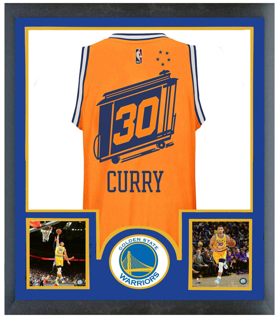 Golden State Warriors Steph Curry Framed Yellow Jersey Piece 35x43 - 757 Sports Collectibles