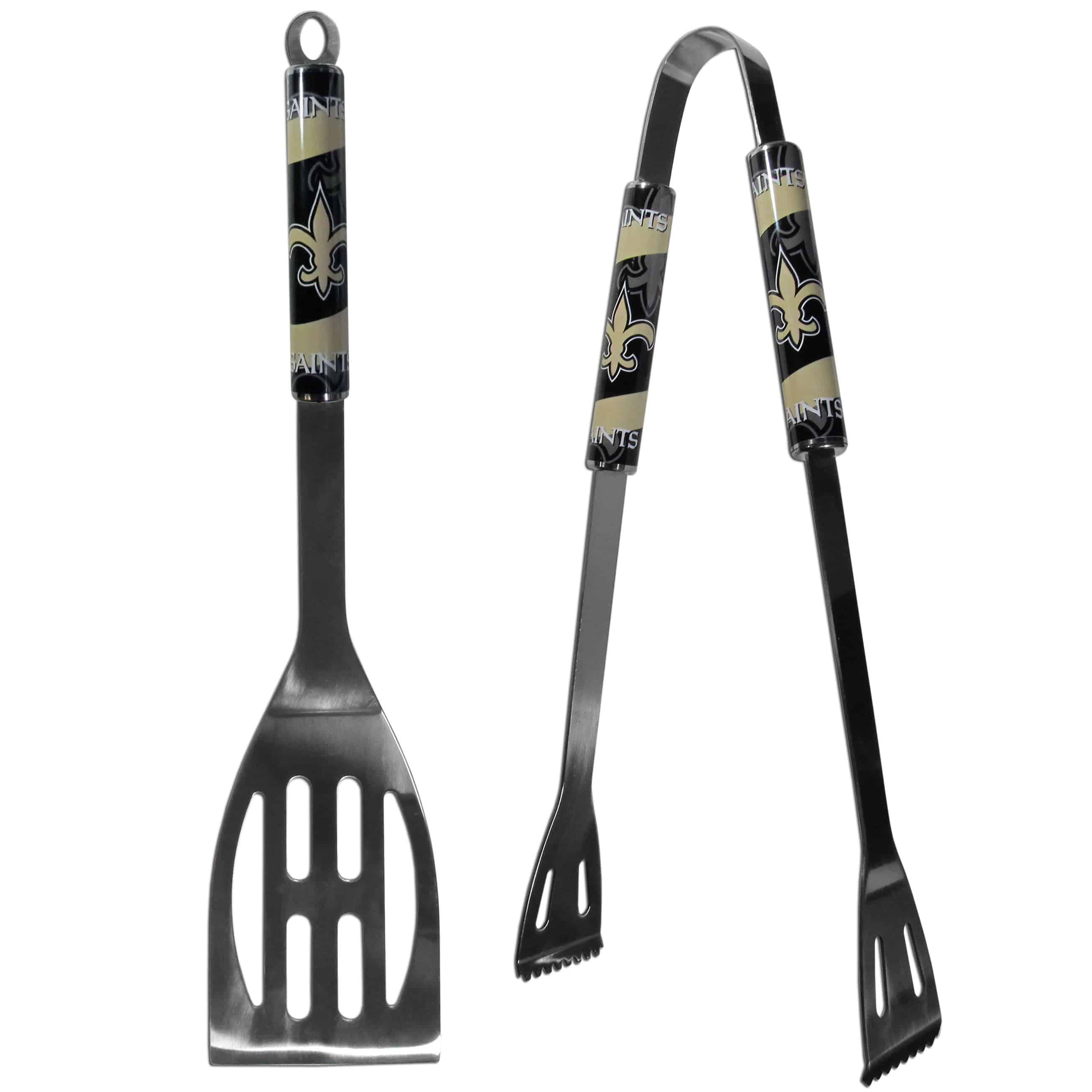 New Orleans Saints 2 pc Steel BBQ Tool Set (SSKG) - 757 Sports Collectibles