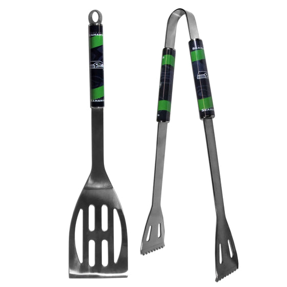 Seattle Seahawks 2 pc Steel BBQ Tool Set (SSKG) - 757 Sports Collectibles
