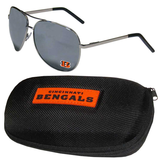 Cincinnati Bengals Aviator Sunglasses and Zippered Carrying Case (SSKG) - 757 Sports Collectibles
