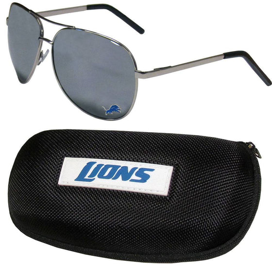 Detroit Lions Aviator Sunglasses and Zippered Carrying Case (SSKG) - 757 Sports Collectibles