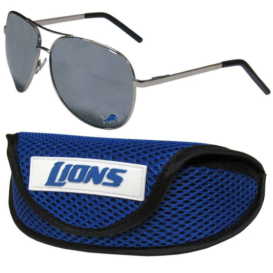 Detroit Lions Aviator Sunglasses and Sports Case (SSKG) - 757 Sports Collectibles