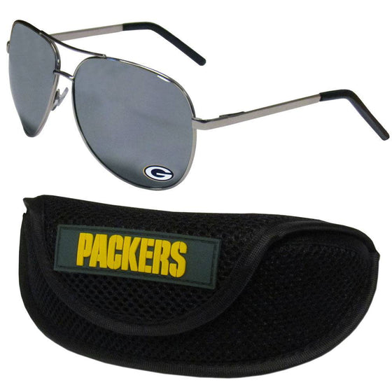 Green Bay Packers Aviator Sunglasses and Sports Case (SSKG) - 757 Sports Collectibles