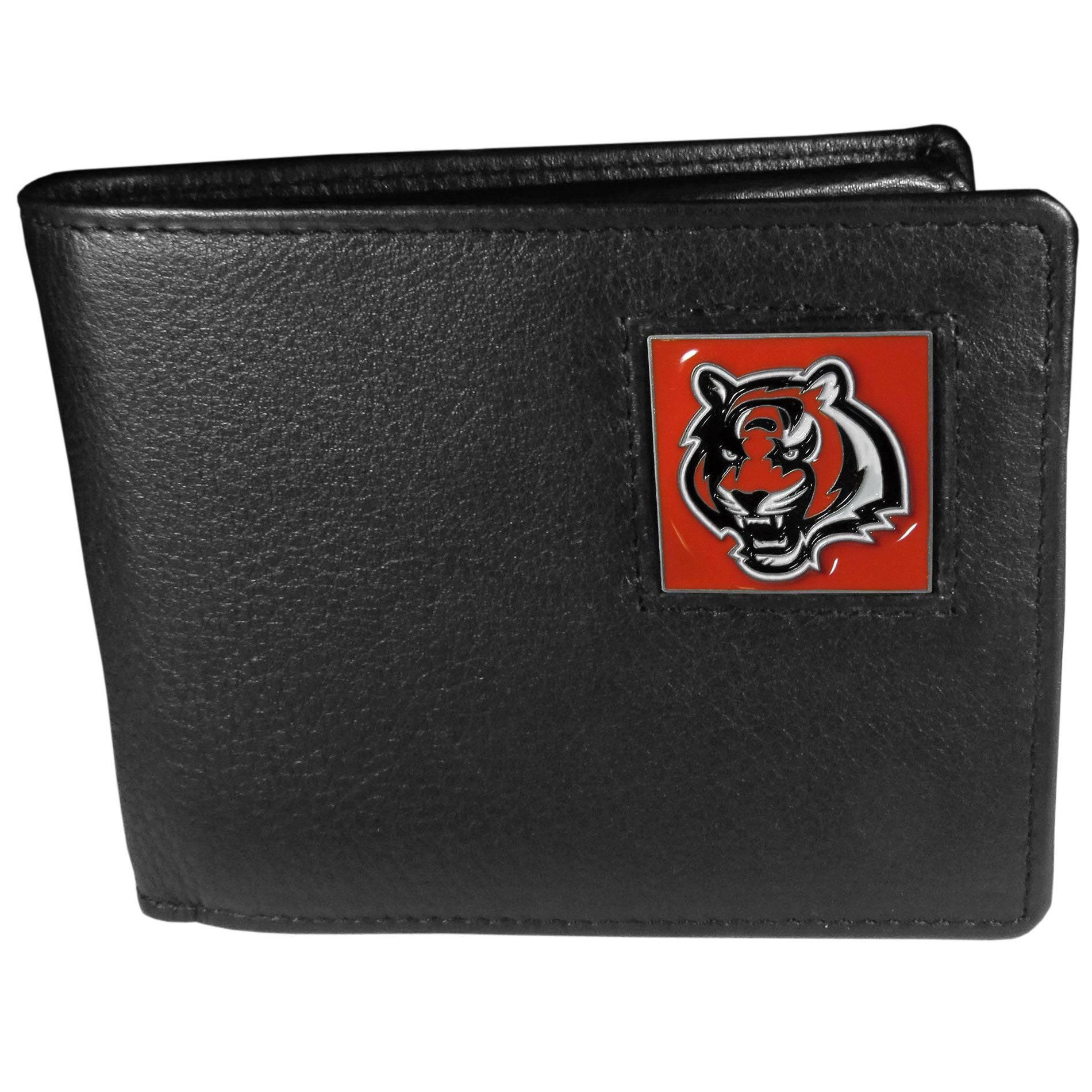 Cincinnati Bengals Leather Bi-fold Wallet Packaged in Gift Box (SSKG) - 757 Sports Collectibles