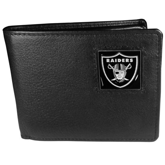 Oakland Raiders Leather Bi-fold Wallet Packaged in Gift Box (SSKG) - 757 Sports Collectibles