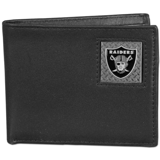 Oakland Raiders Gridiron Leather Bi-fold Wallet Packaged in Gift Box (SSKG) - 757 Sports Collectibles