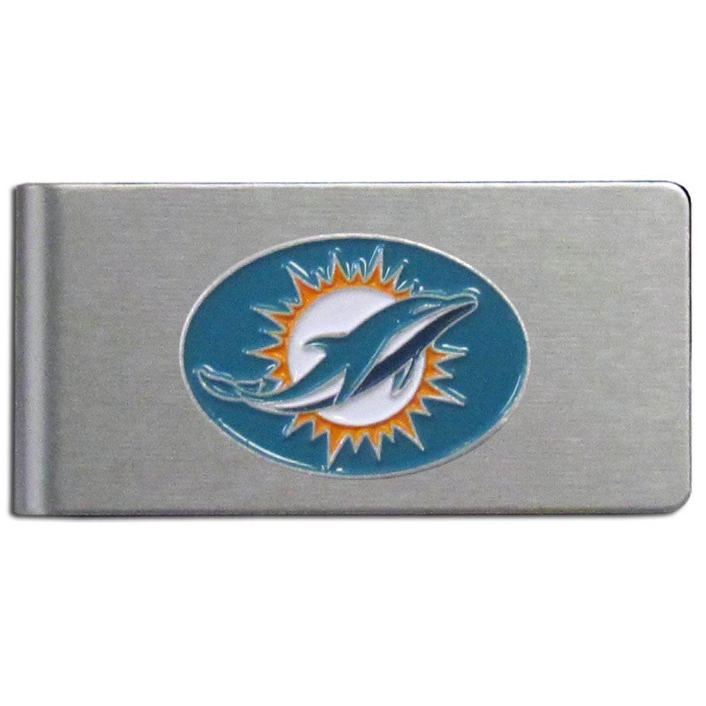 Miami Dolphins Brushed Metal Money Clip (SSKG) - 757 Sports Collectibles