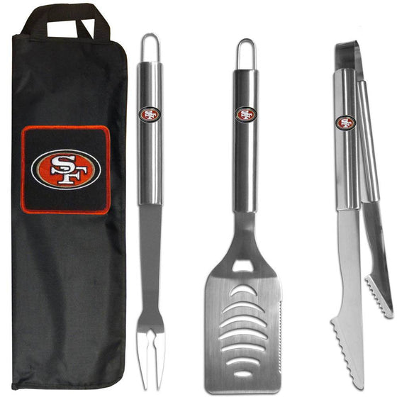 San Francisco 49ers 3 pc Stainless Steel BBQ Set with Bag (SSKG) - 757 Sports Collectibles