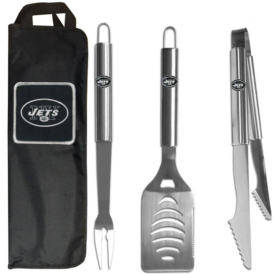 New York Jets 3 pc Stainless Steel BBQ Set with Bag (SSKG) - 757 Sports Collectibles