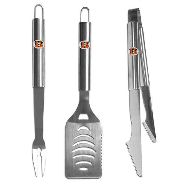 Cincinnati Bengals 3 pc Stainless Steel BBQ Set (SSKG) - 757 Sports Collectibles