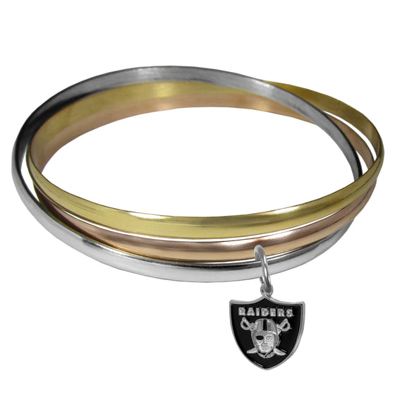 Oakland Raiders Tri-color Bangle Bracelet