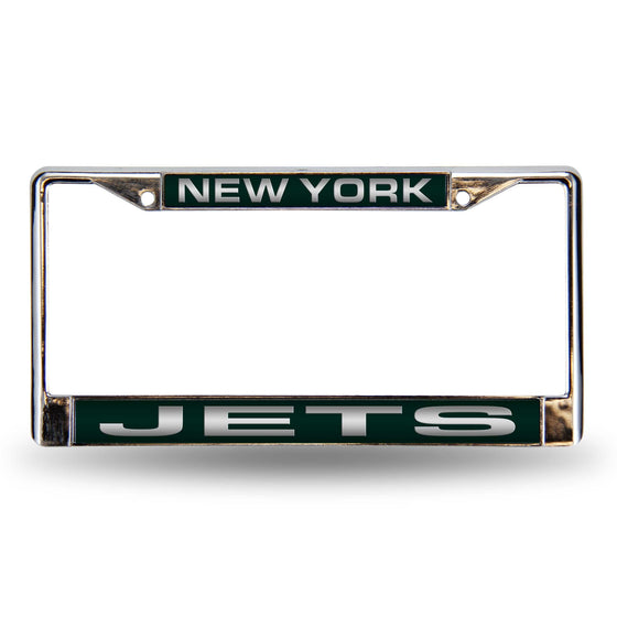 NEW YORK JETS GREEN LASER CHROME FRAME (Rico) - 757 Sports Collectibles