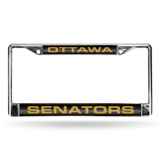 Ottawa SENATORS LASER CHROME FRAME  - BLACK BACKGROUND WITH GOLD LETTERS (Rico) - 757 Sports Collectibles