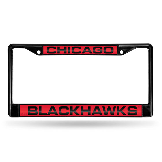 CHICAGO BLACKHAWKS BLACK LASER CHROME FRAME (Rico) - 757 Sports Collectibles