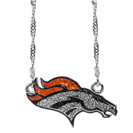 Denver Broncos Crystal Logo Necklace (SSKG) - 757 Sports Collectibles