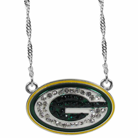 Green Bay Packers Crystal Logo Necklace (SSKG) - 757 Sports Collectibles