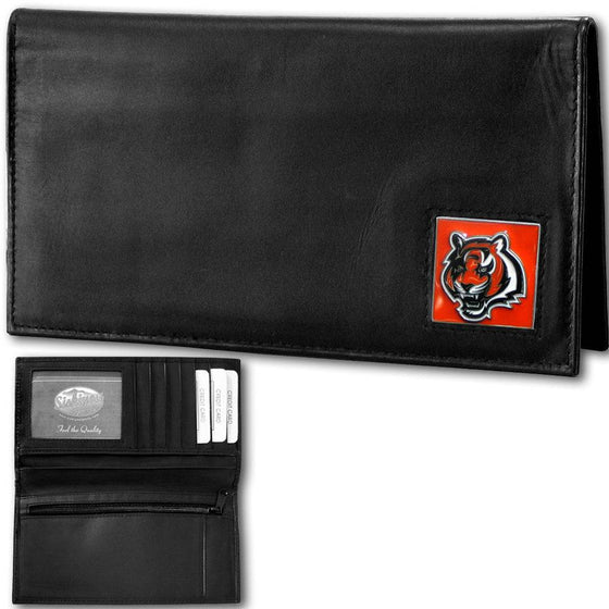 Cincinnati Bengals Deluxe Leather Checkbook Cover (SSKG) - 757 Sports Collectibles