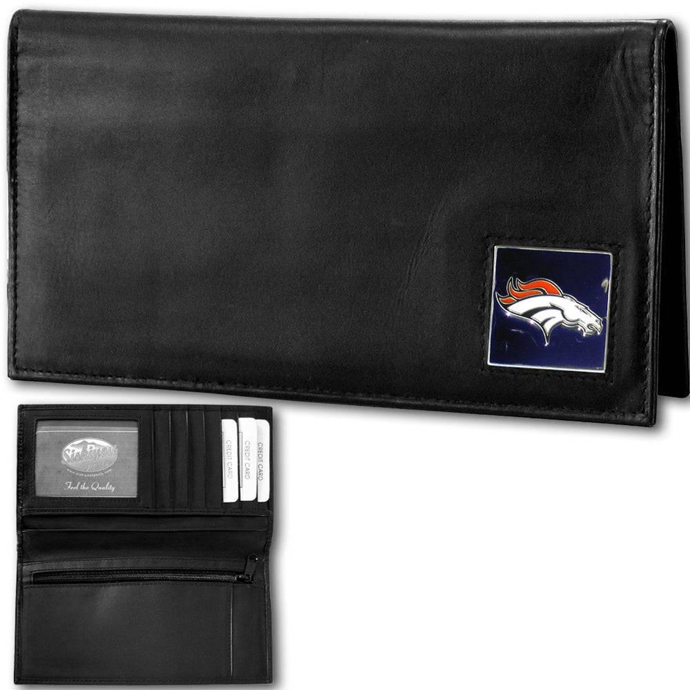 Denver Broncos Deluxe Leather Checkbook Cover (SSKG) - 757 Sports Collectibles