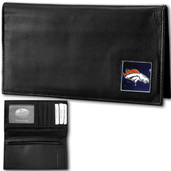 Denver Broncos Deluxe Leather Checkbook Cover (SSKG) - 757 Sports Collectibles