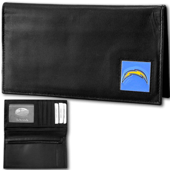 Los Angeles Chargers Deluxe Leather Checkbook Cover (SSKG) - 757 Sports Collectibles