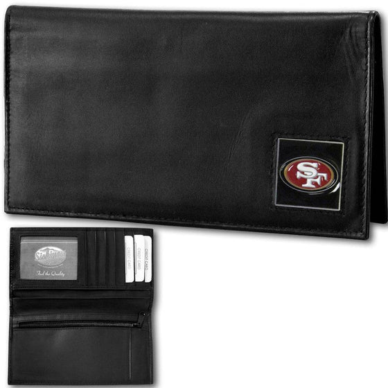 San Francisco 49ers Deluxe Leather Checkbook Cover (SSKG) - 757 Sports Collectibles