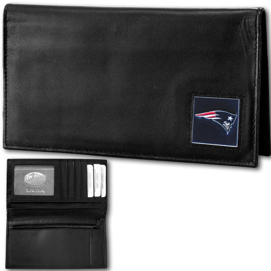 New England Patriots Deluxe Leather Checkbook Cover (SSKG) - 757 Sports Collectibles