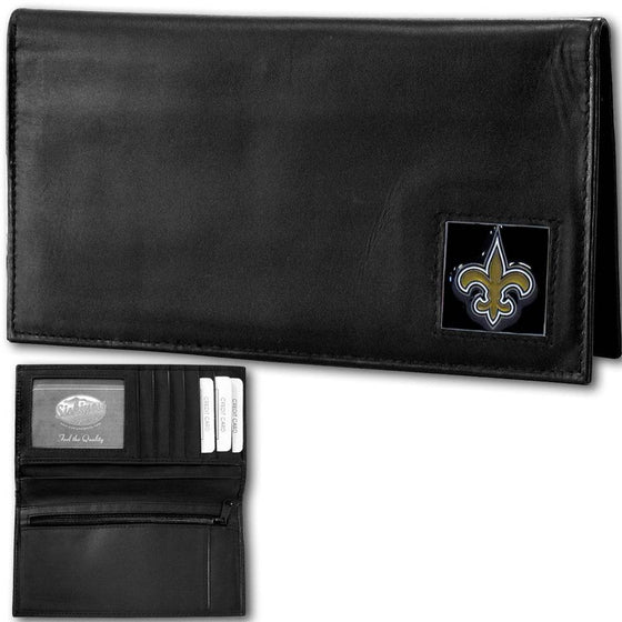 New Orleans Saints Deluxe Leather Checkbook Cover (SSKG) - 757 Sports Collectibles