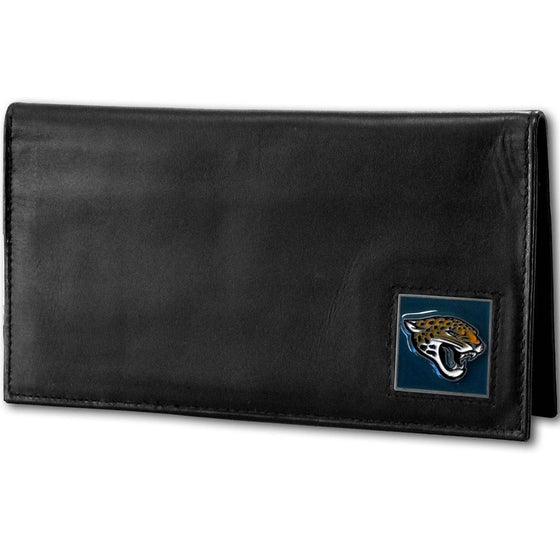Jacksonville Jaguars Deluxe Leather Checkbook Cover (SSKG) - 757 Sports Collectibles