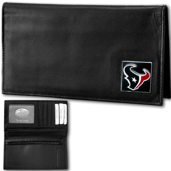 Houston Texans Deluxe Leather Checkbook Cover (SSKG) - 757 Sports Collectibles