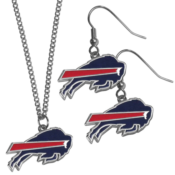 Buffalo Bills Dangle Earrings and Chain Necklace Set (SSKG) - 757 Sports Collectibles