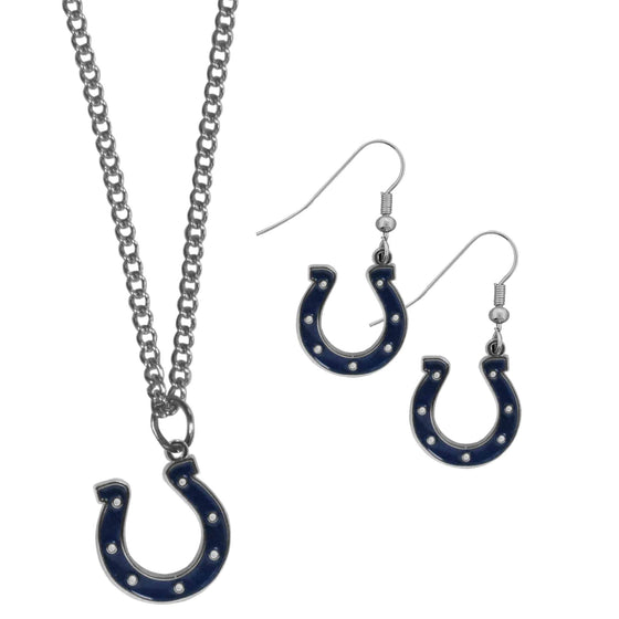 Indianapolis Colts Dangle Earrings and Chain Necklace Set (SSKG) - 757 Sports Collectibles
