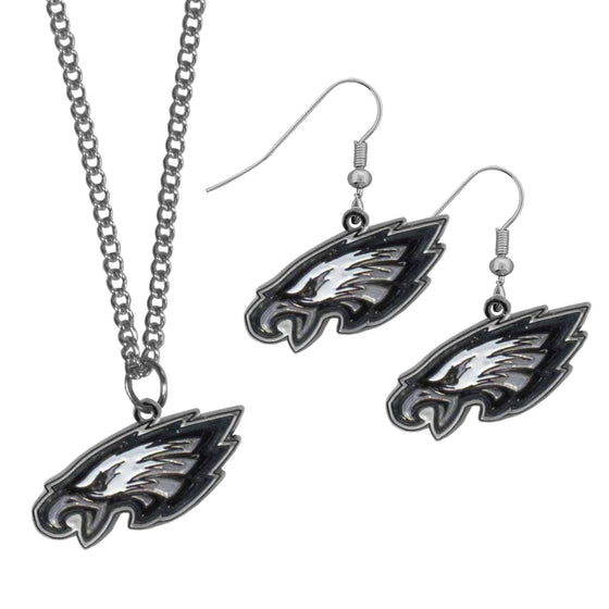 Philadelphia Eagles Dangle Earrings and Chain Necklace Set (SSKG) - 757 Sports Collectibles