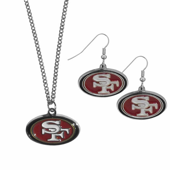 San Francisco 49ers Dangle Earrings and Chain Necklace Set (SSKG) - 757 Sports Collectibles