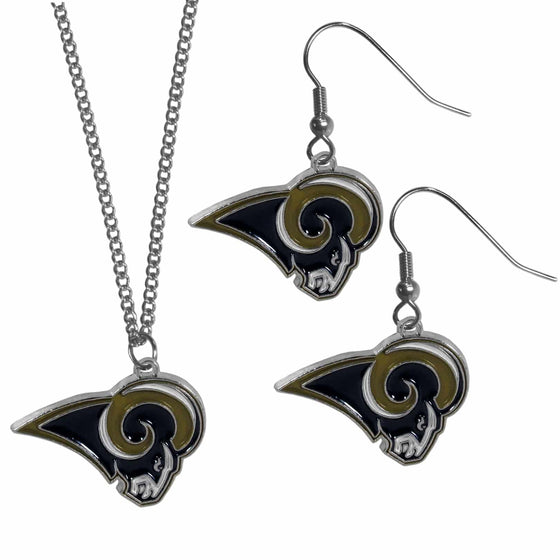 Los Angeles Rams Dangle Earrings and Chain Necklace Set (SSKG) - 757 Sports Collectibles