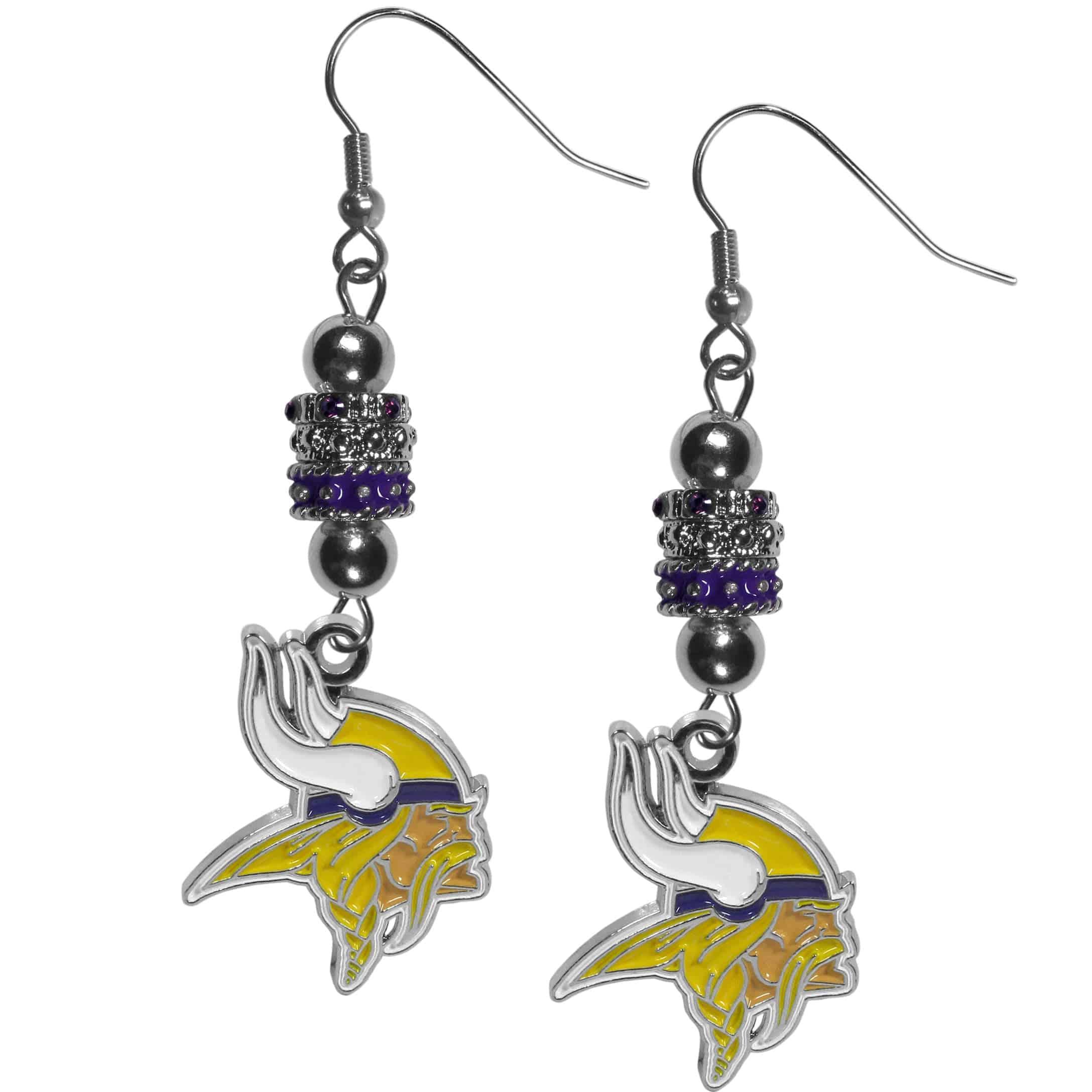 Minnesota Vikings Euro Bead Earrings (SSKG) - 757 Sports Collectibles