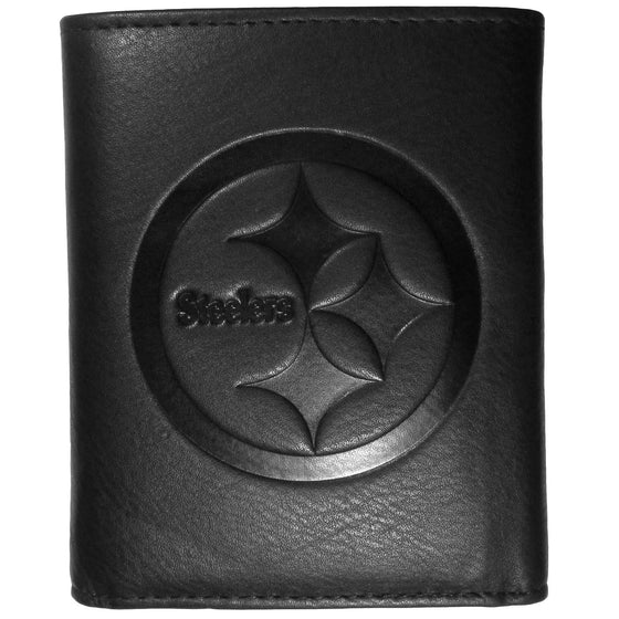 Pittsburgh Steelers Embossed Leather Tri-fold Wallet (SSKG) - 757 Sports Collectibles