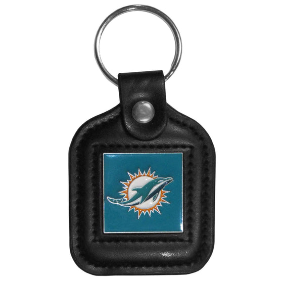 Miami Dolphins Square Leatherette Key Chain (SSKG) - 757 Sports Collectibles