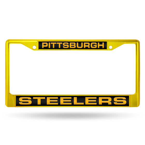 Pittsburgh STEELERS YELLOW LASER COLORED CHROME FRAME (Rico) - 757 Sports Collectibles