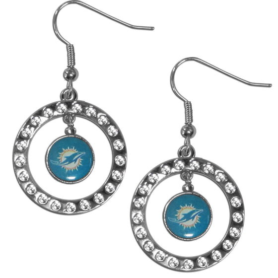 Miami Dolphins Rhinestone Hoop Earrings (SSKG) - 757 Sports Collectibles
