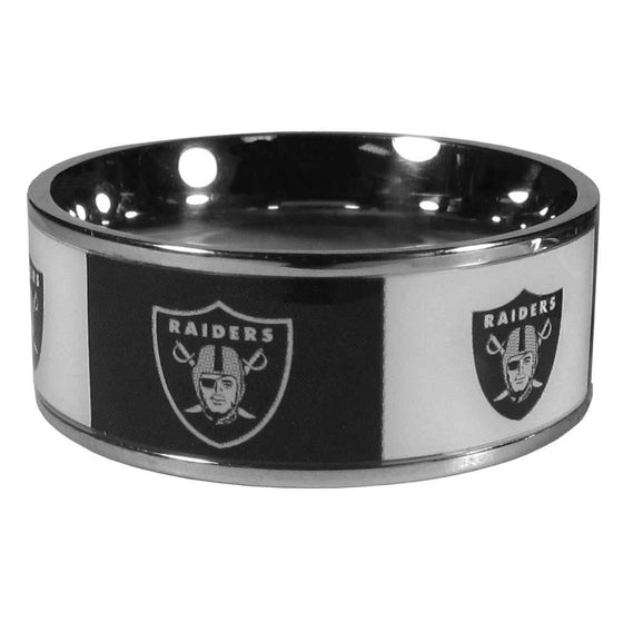 Oakland Raiders Steel Inlaid Ring Size 12 (SSKG) - 757 Sports Collectibles