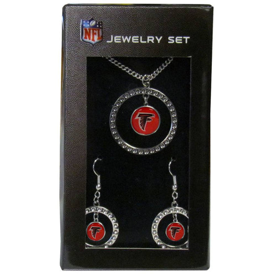 Atlanta Falcons Rhinestone Hoop Jewelry Set (SSKG) - 757 Sports Collectibles