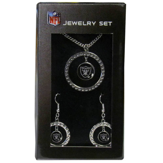Oakland Raiders Rhinestone Hoop Jewelry Set (SSKG) - 757 Sports Collectibles