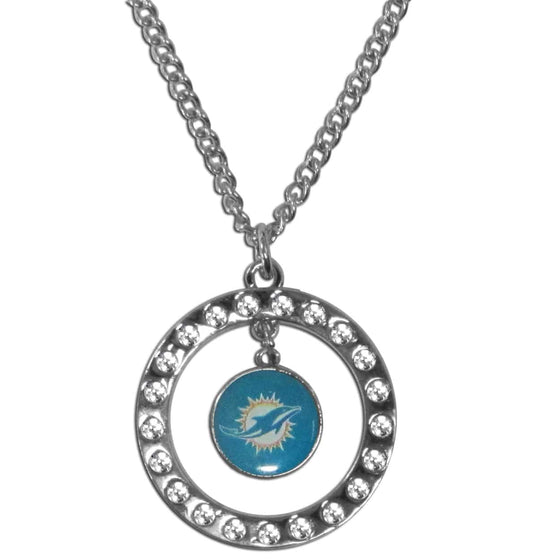 Miami Dolphins Rhinestone Hoop Necklace (SSKG) - 757 Sports Collectibles