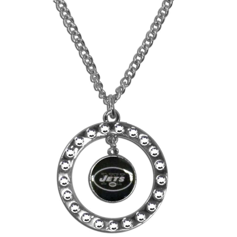 New York Jets Rhinestone Hoop Necklace (SSKG) - 757 Sports Collectibles