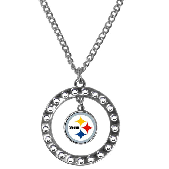 Pittsburgh Steelers Rhinestone Hoop Necklace (SSKG) - 757 Sports Collectibles